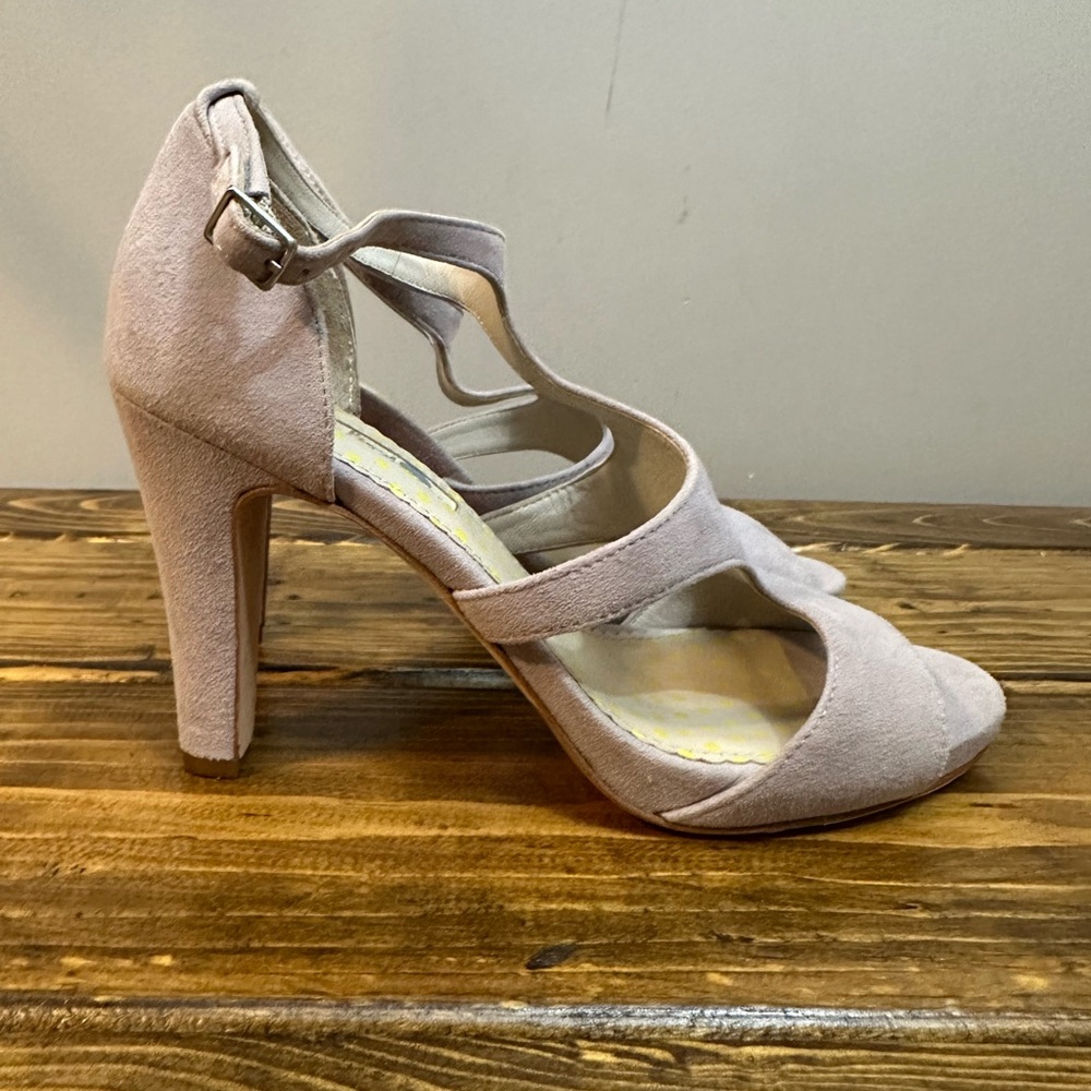 Boden Eva lavender suede leather heeled peep toe cutout shoe EU 39 - Picture 6 of 11